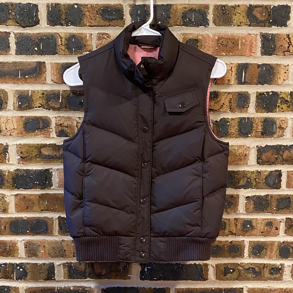 Y2K vtg GAP Dark Brown Down Puffer Vest, Women's XS